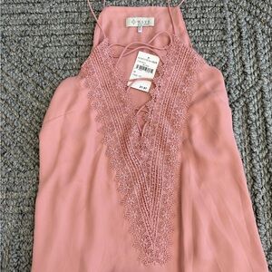 Wayf Blush Lace Halter Blouse